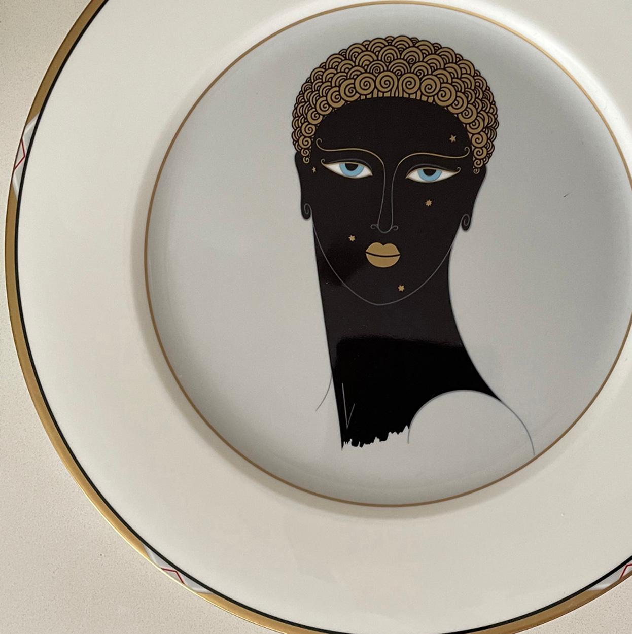 French Queen Of Sheba Plate, Bone China, Erte (after), 1987