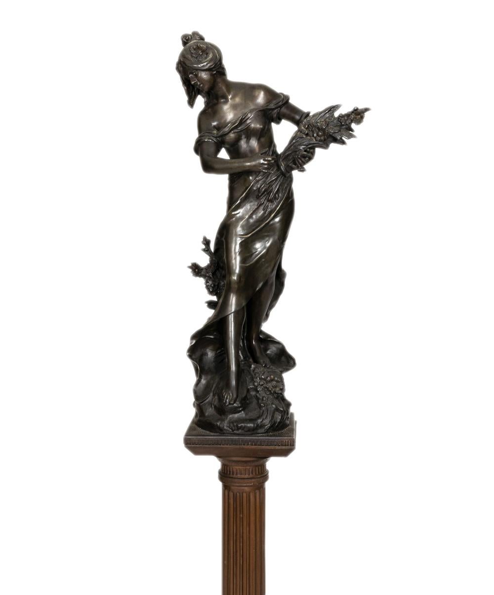 French Queen of the Fields Sculpture by Auguste Moreau, 19th Century For Sale