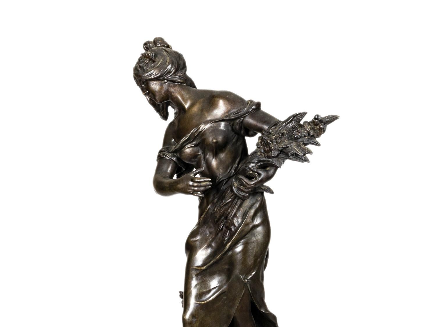 Cast Queen of the Fields Sculpture by Auguste Moreau, 19th Century For Sale