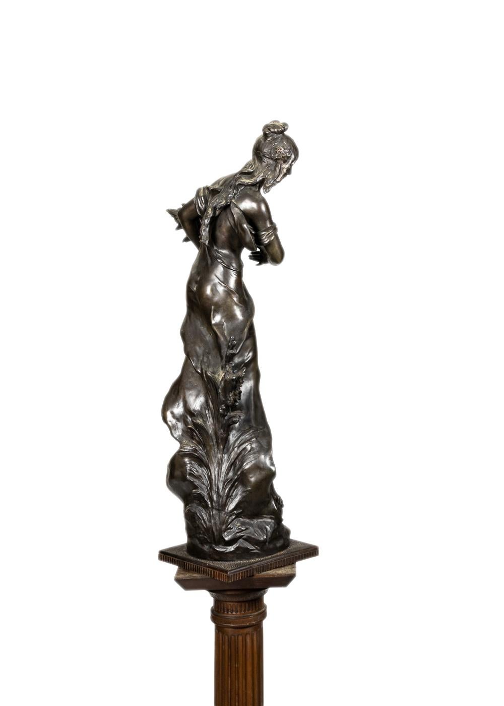 Spelter Queen of the Fields Sculpture by Auguste Moreau, 19th Century For Sale