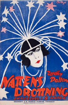Queen of the Night c1920s Swedish Film Poster, Rolf Bethge