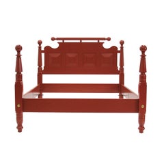 Queen Santa Fe Maple Four Poster Turned Cannonball Bed with Paneled Headboard