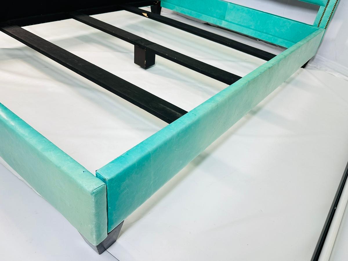 Queen Size Bed  Fully Upholstered in Leather For Sale 2