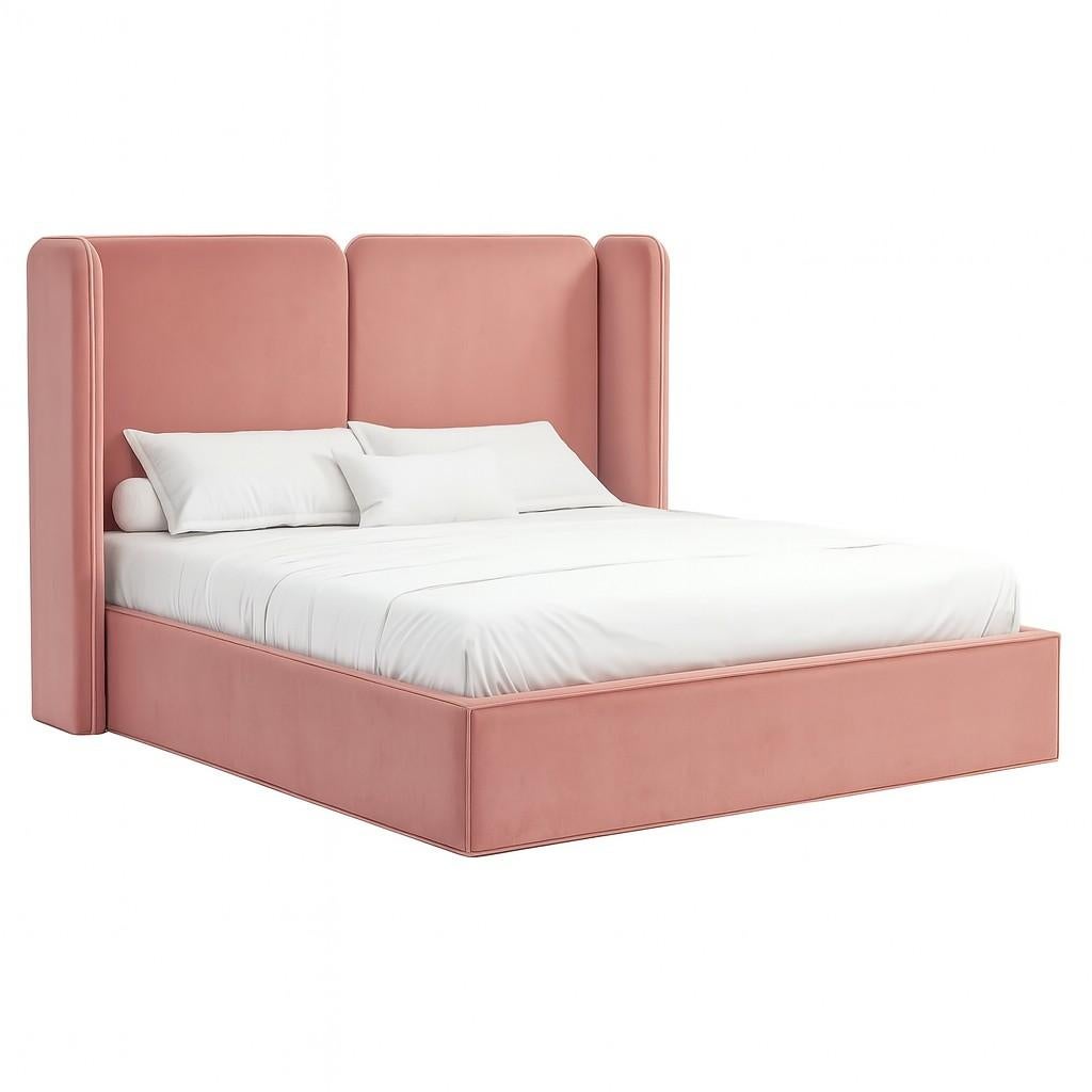 Lit Queen Size avec cadre tapissé de velours et tête de lit Neuf - En vente à NEW YORK, NY