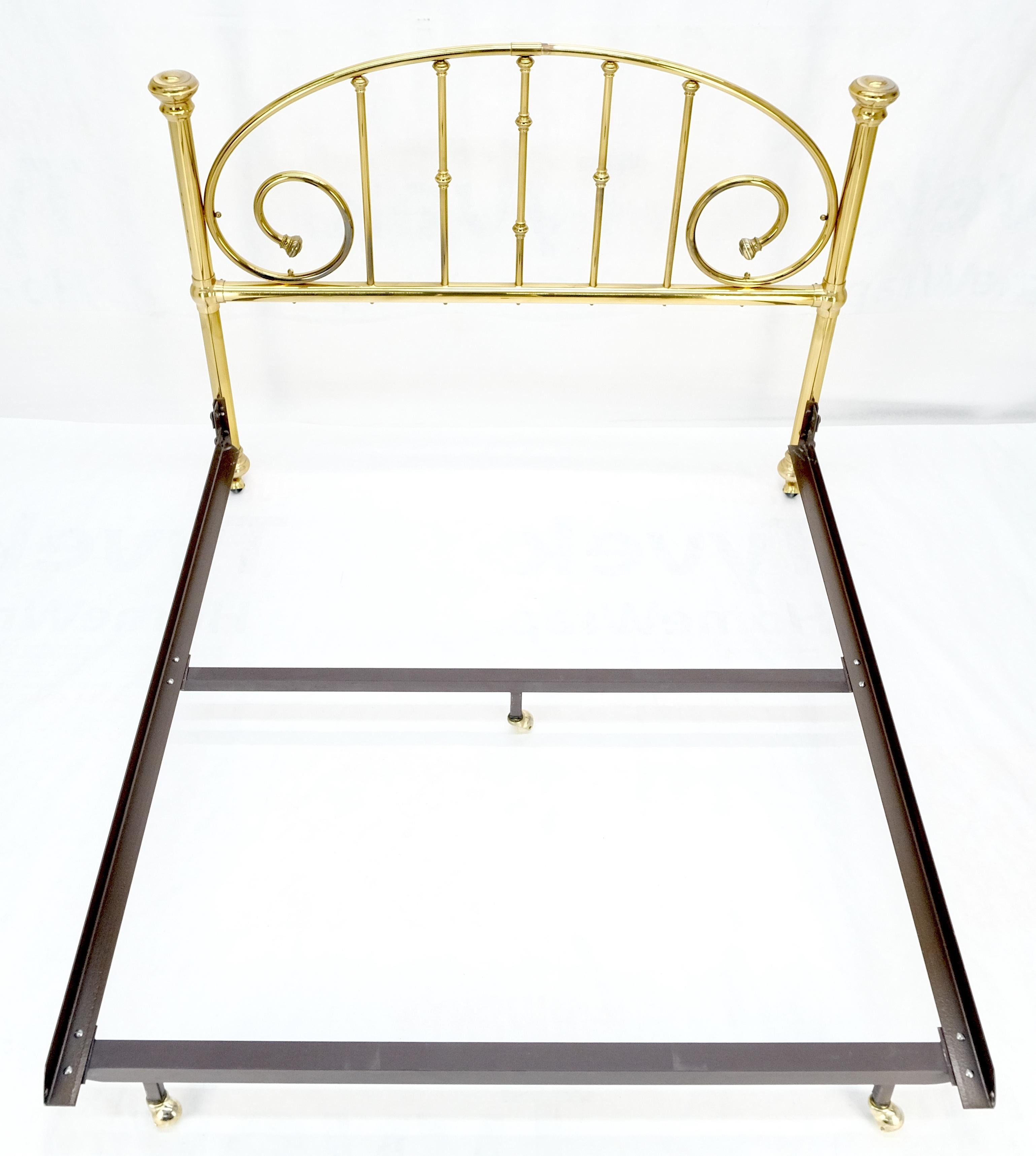 Mid-Century Modern Queen Size Brass Headboard Bed w/ Matching Metal Frame MINT For Sale