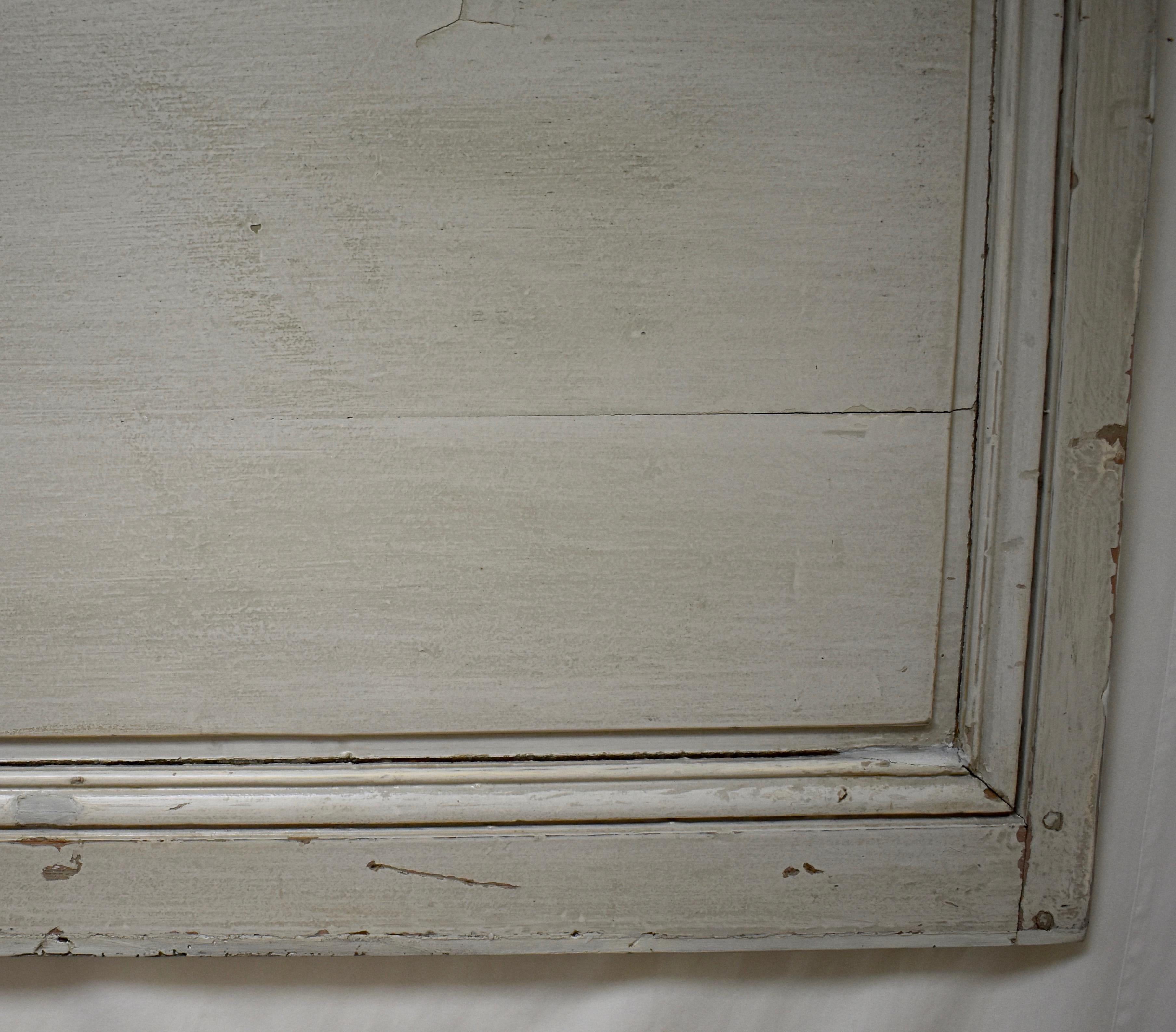 Painted Queen Size Pine Headboard from Antique French Wall Panel
