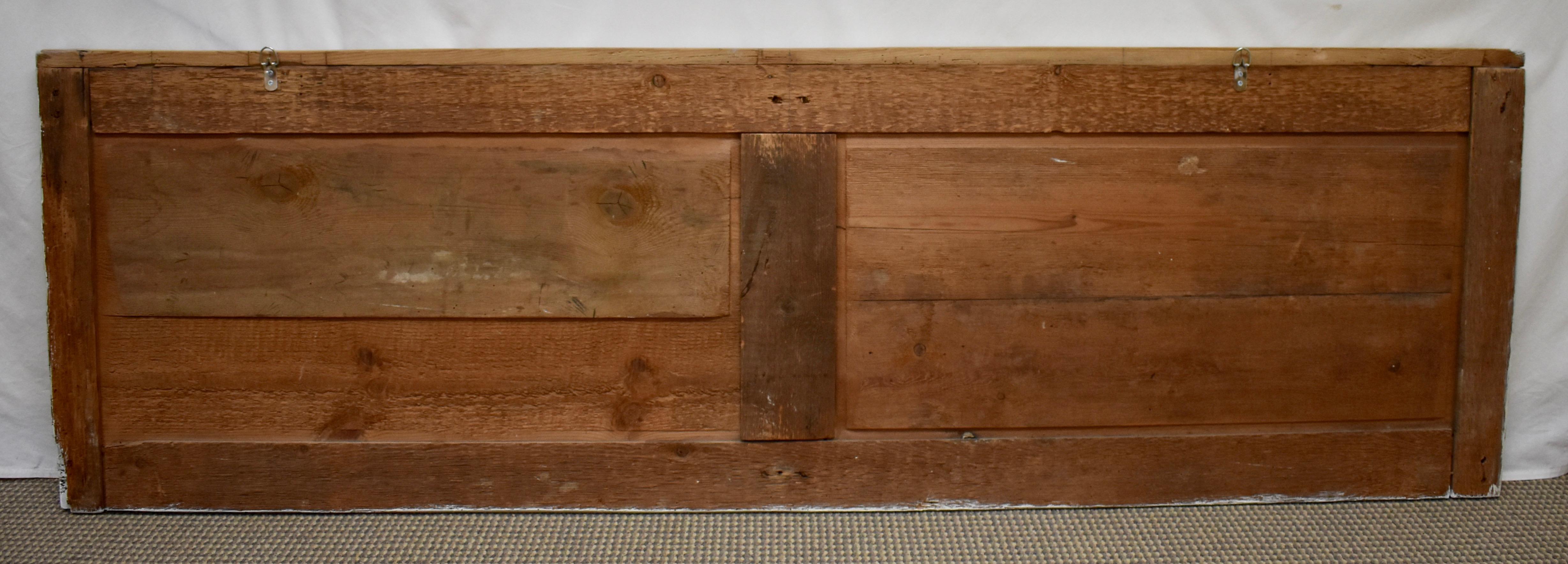 Queen Size Pine Headboard from Antique French Wall Panel In Good Condition In Baltimore, MD