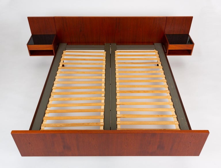 Queen Size Teak Bed Frame with Floating Nightstands by ...