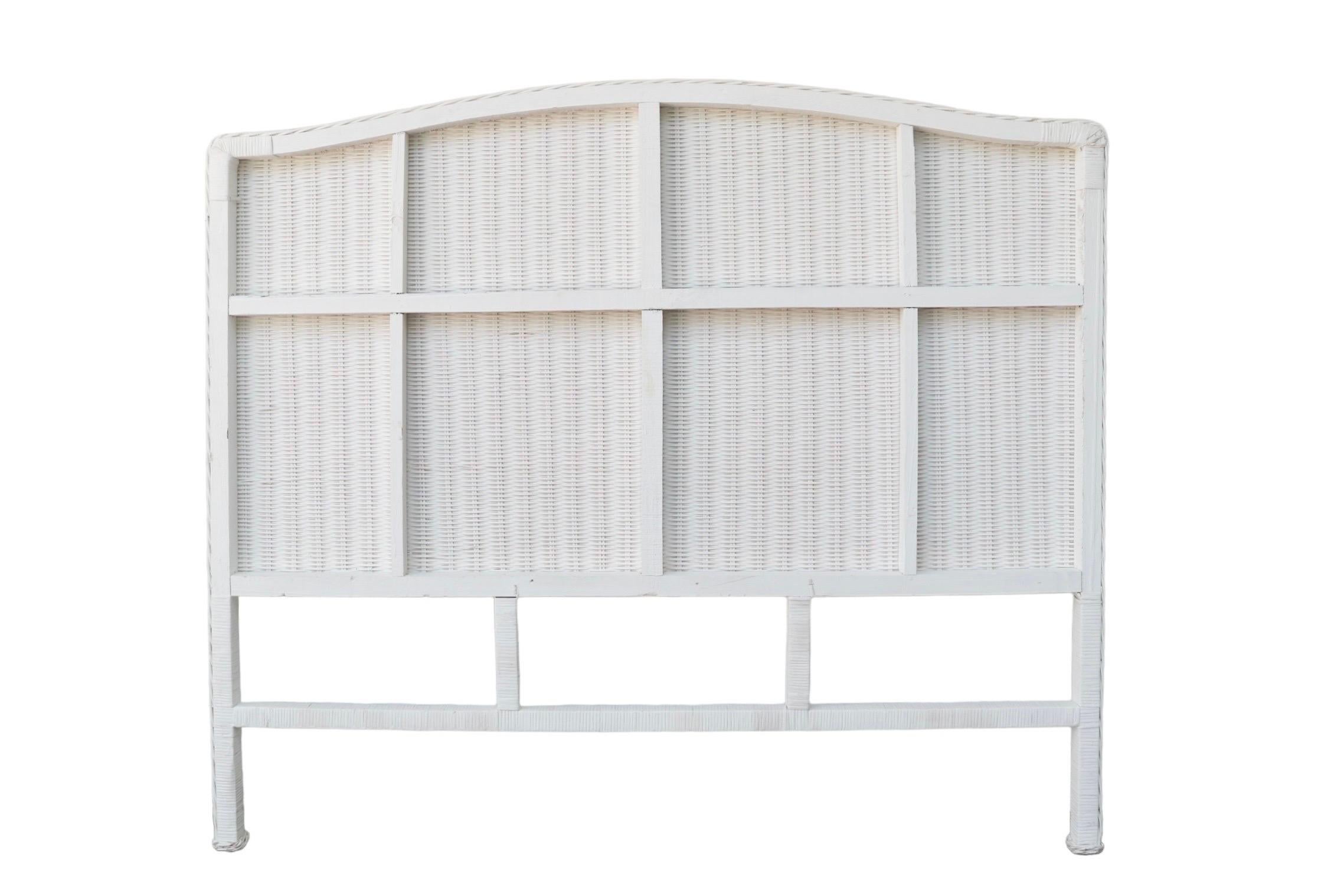 Queen Size White Wicker Headboard For Sale 1