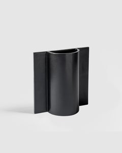 "Queen" Vase, Handmade Matt Black Ceramic, Chess-inspired Collection, Italy