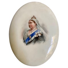 Queen Victoria Convex Oval Porcelain Plaque Doulton Burslem England