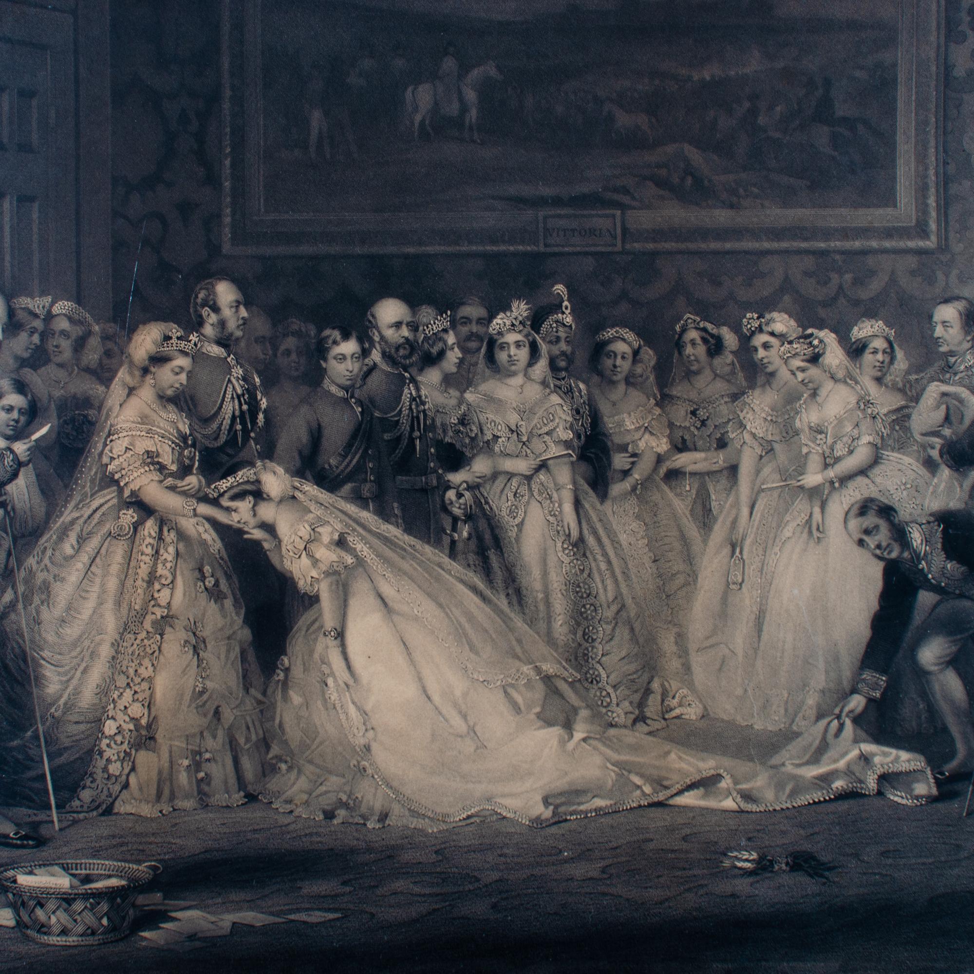 Queen Victoria Drawing Room at St. James's Palace Engraving Print In Good Condition For Sale In Savannah, GA