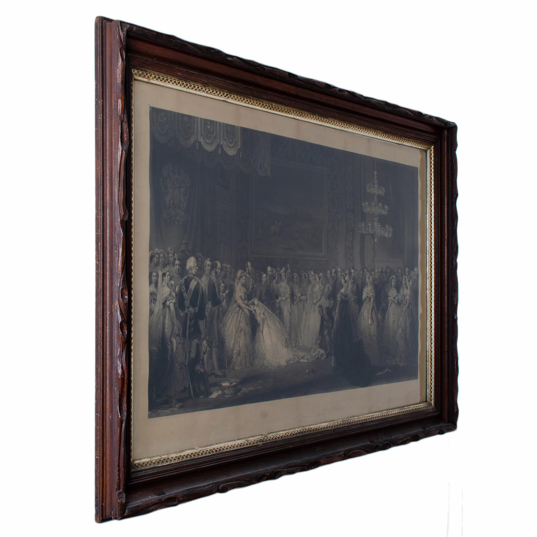 Paper Queen Victoria Drawing Room at St. James's Palace Engraving Print For Sale