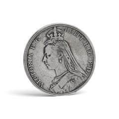 Queen Victoria Jubilee Head Silver Crown 1889, British Sterling Silver Coin