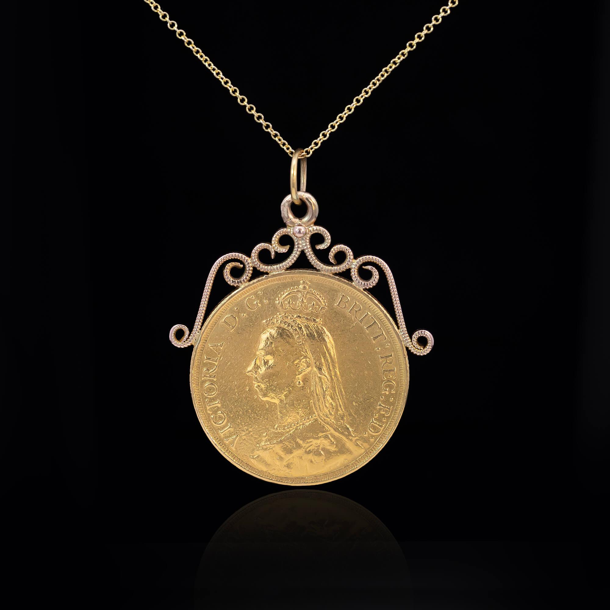 queen victoria gold coin necklace