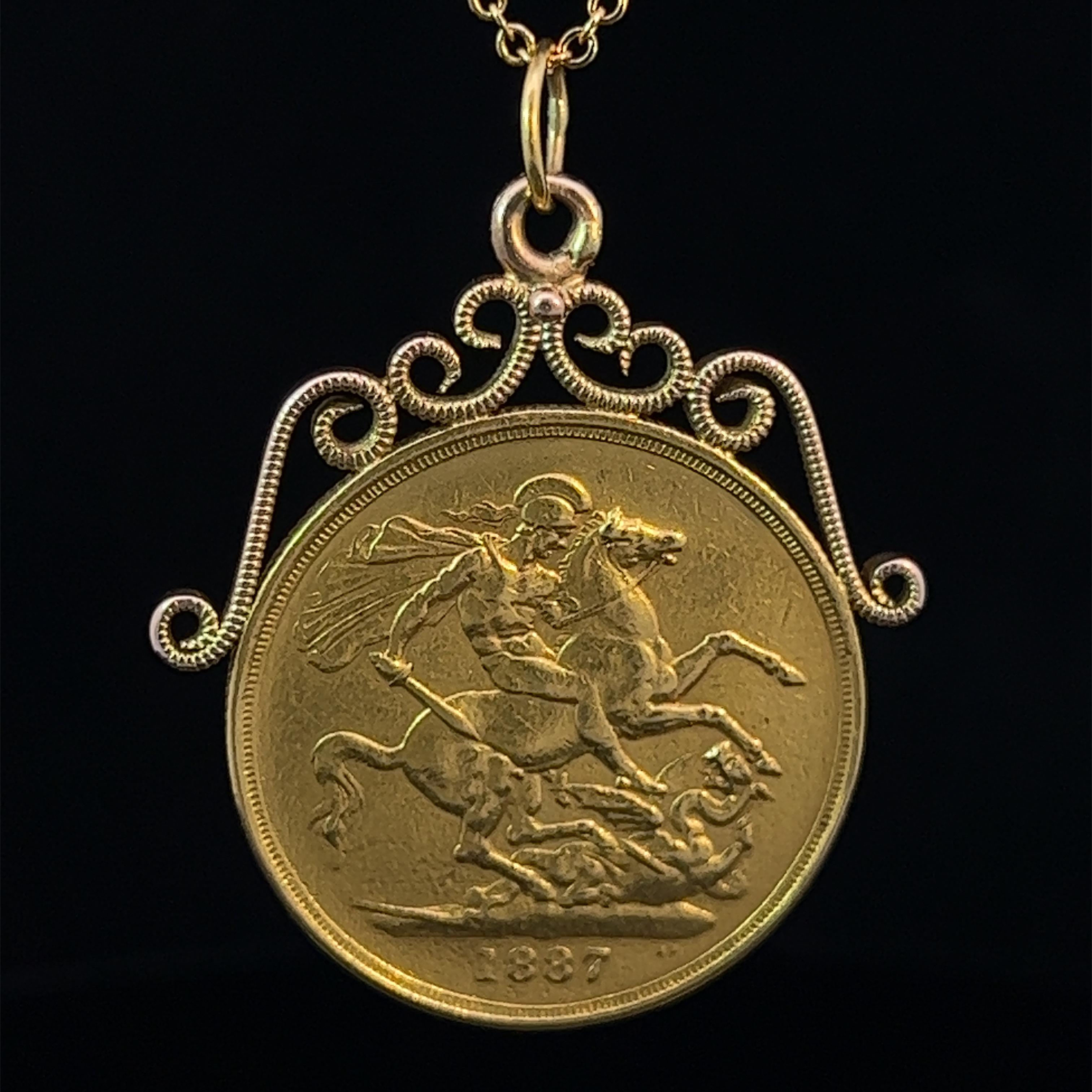 Queen Victorian Golden Jubilee Coin Pendant Circa 1877 In Good Condition For Sale In ADELAIDE, SA