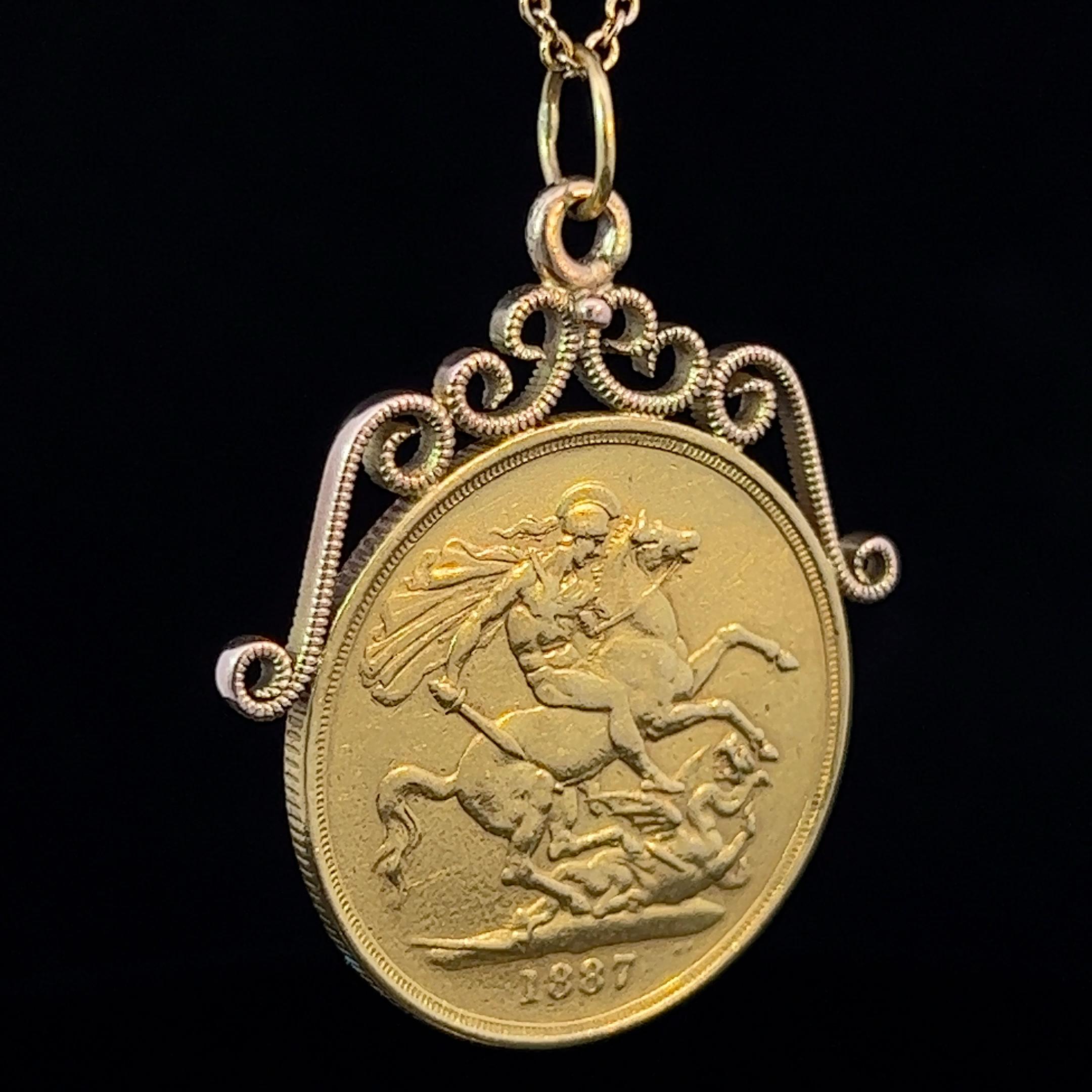 Queen Victorian Golden Jubilee Coin Pendant Circa 1877 For Sale 1