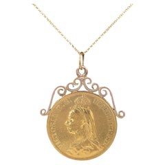 Queen Victorian Golden Jubilee Coin Pendant Circa 1877