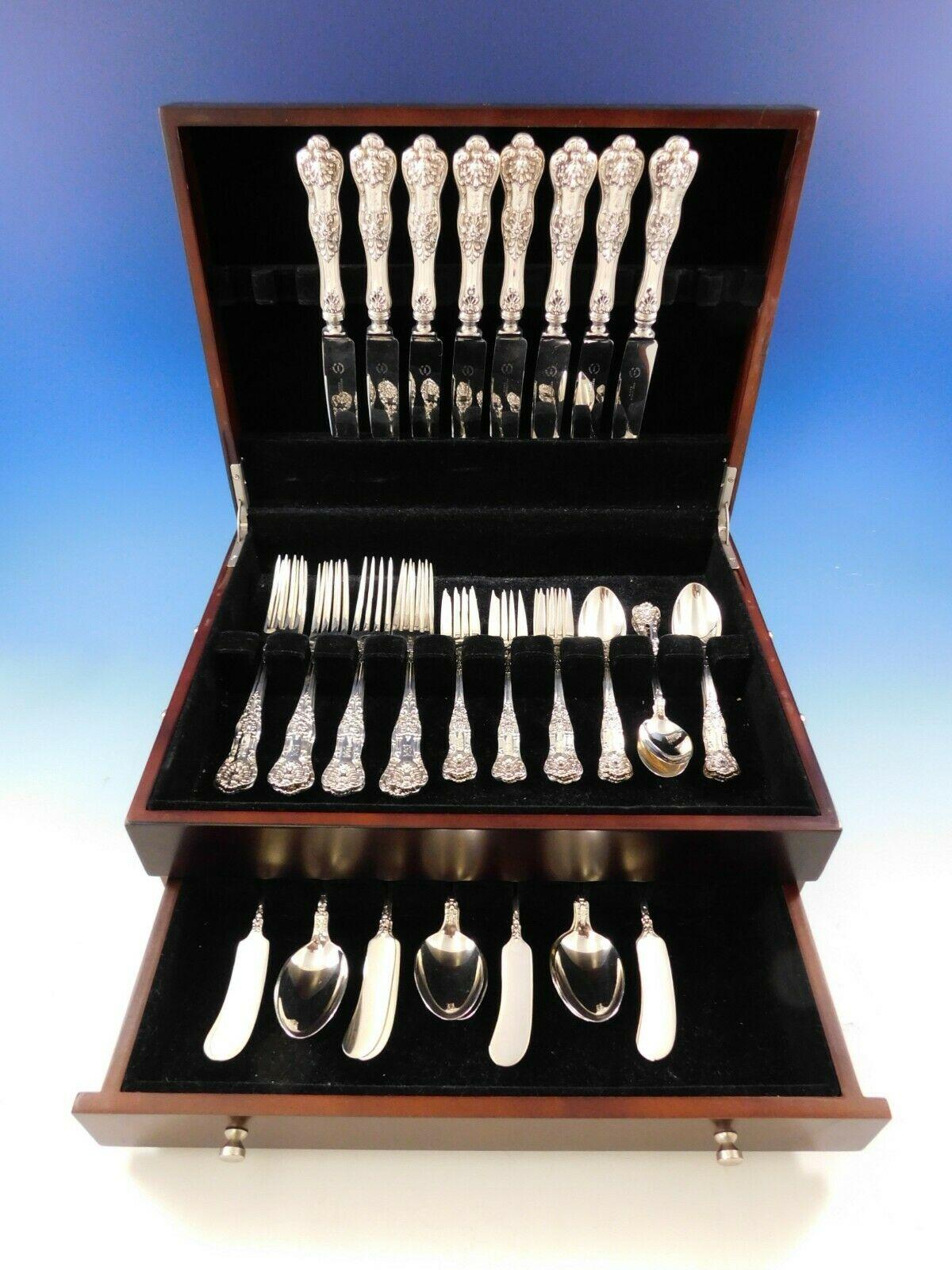 Queens by Birks sterling silver dinner size flatware set - 48 pieces. This set includes:

 8 dinner size knives, 10