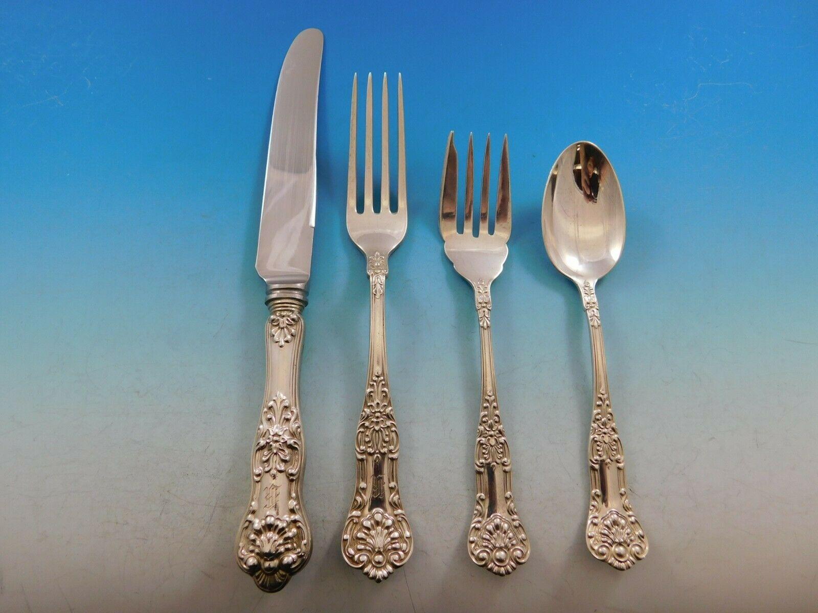 Queens by Birks Canada Sterling Silver Flatware Set Service 90 Pieces Dinner In Excellent Condition In Big Bend, WI