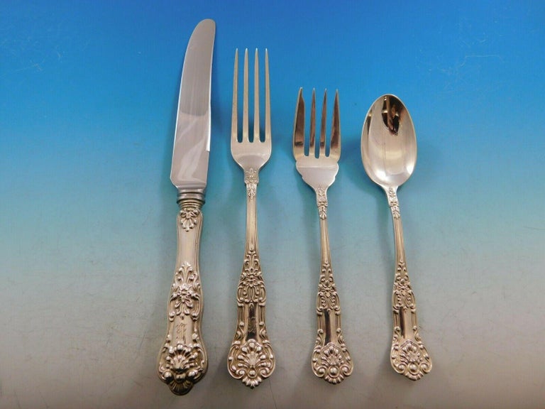 Queens by Birks Canada Sterling Silver Flatware Set Service 90 Pieces