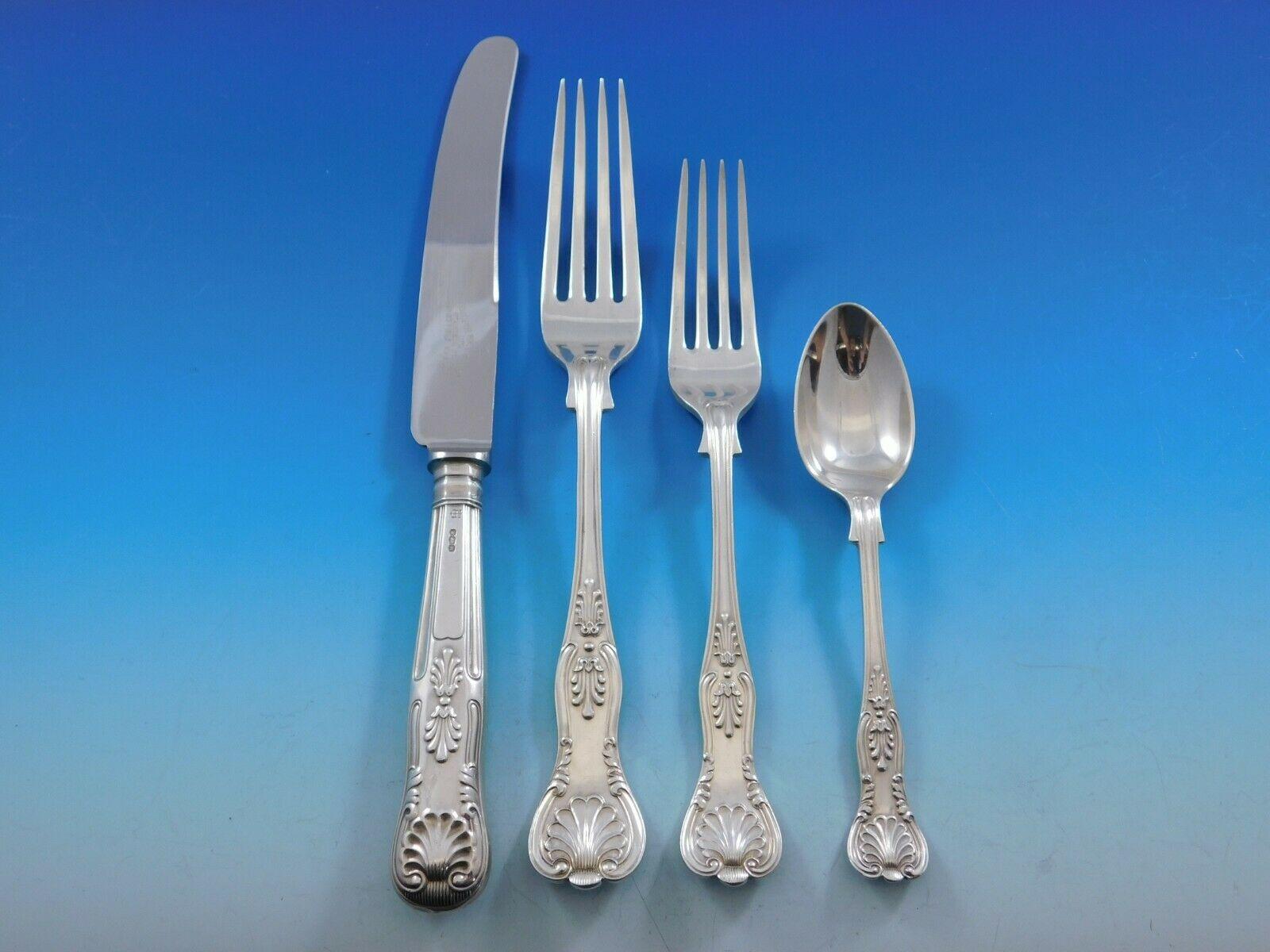 Queens by Charles Boyton Sterling Silver Flatware Set Dinner Service, 84 Pieces In Excellent Condition For Sale In Big Bend, WI