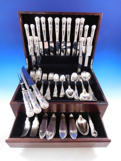 Queens by Francis Howard Uk Sterling Silver Flatware Set Service 87 Pcs Dinner