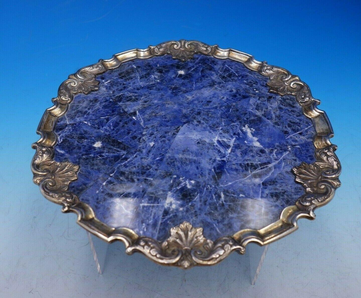 Queens by Garrard and Co Sterling Silver Console Set 5-Piece Box Gilt Sodalite In Excellent Condition In Big Bend, WI