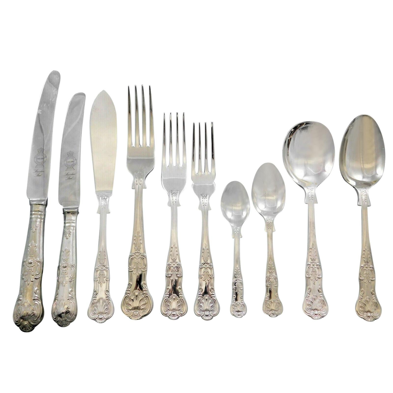 Queens by Sheffield English Silver Plated Flatware Set Service 125 Pieces Dinner