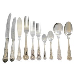 Used Queens by Sheffield English Silver Plated Flatware Set Service 125 Pieces Dinner