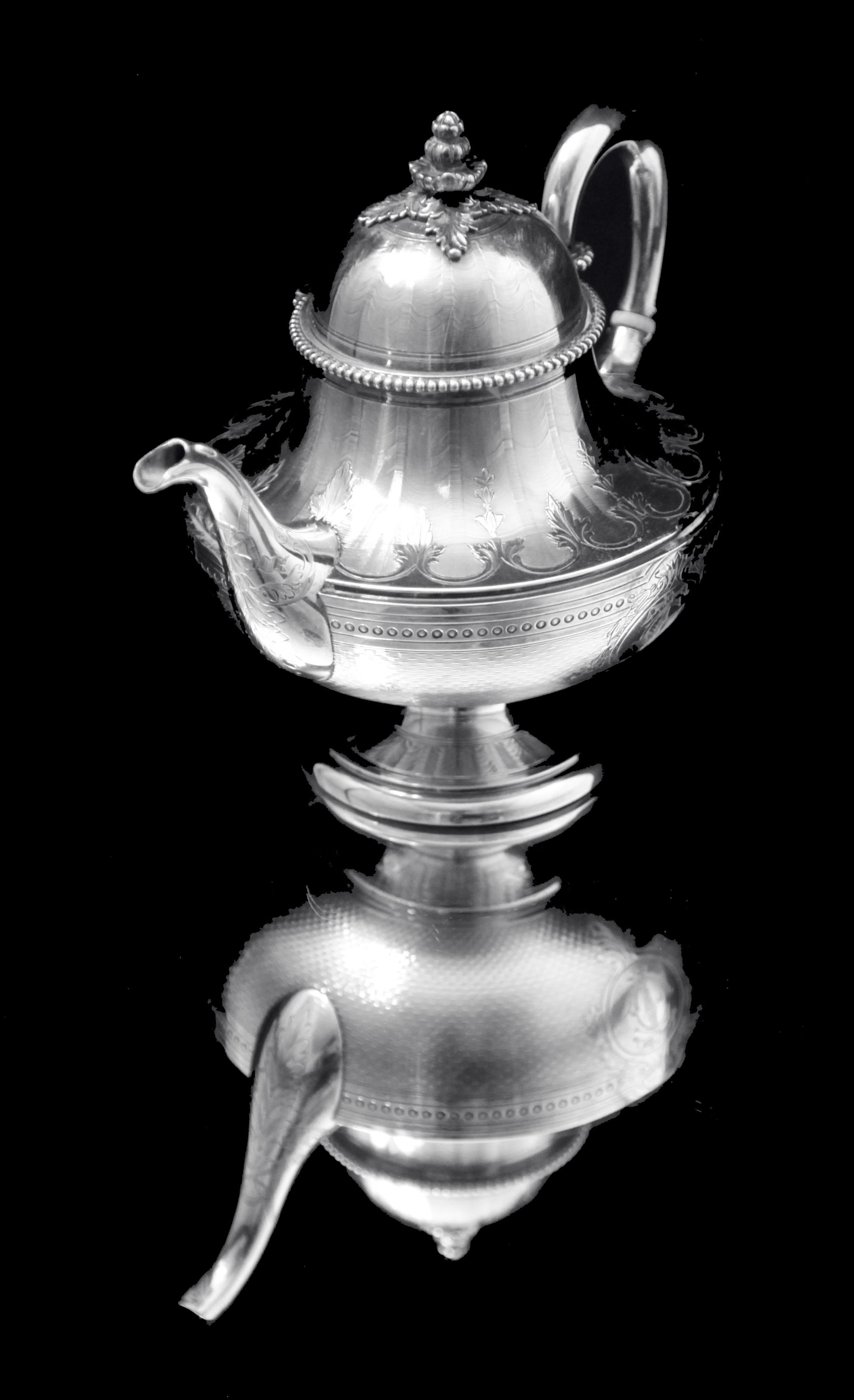 Queille - Magnificent 5pc. Antique French 950 Sterling Silver Tea Set + Wraps ! For Sale 9