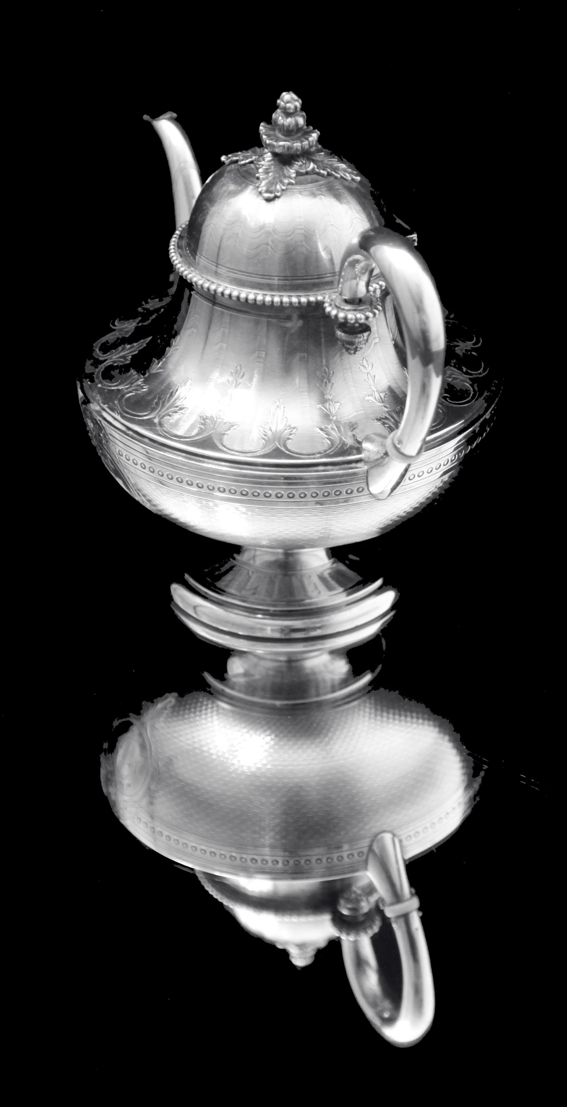 Queille - Magnificent 5pc. Antique French 950 Sterling Silver Tea Set + Wraps ! For Sale 10