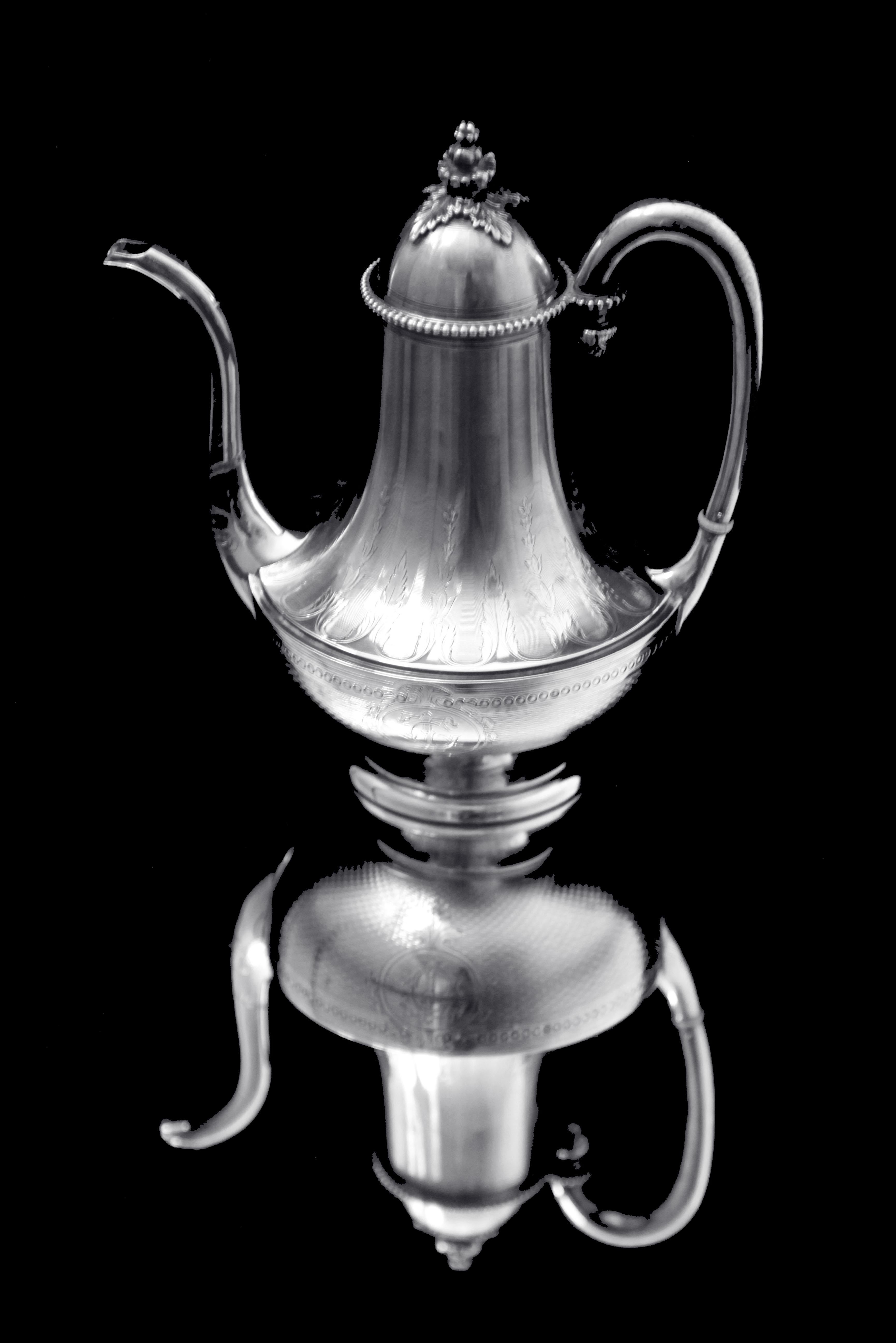 19th Century Queille - Magnificent 5pc. Antique French 950 Sterling Silver Tea Set + Wraps ! For Sale