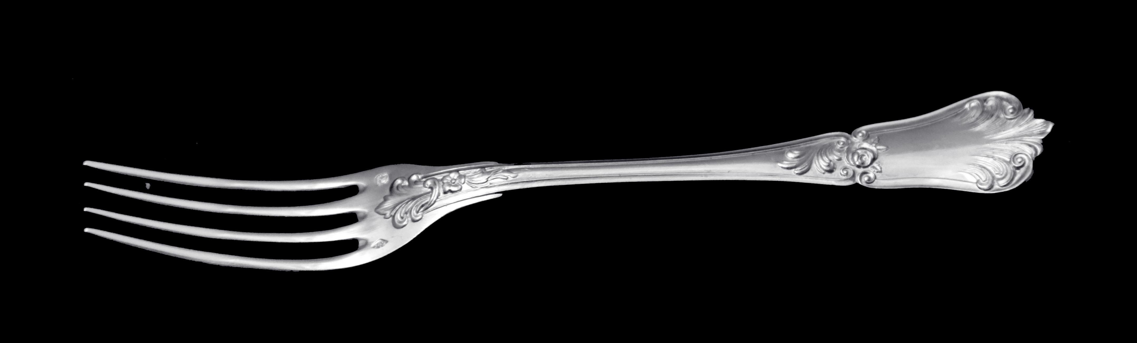 Louis XV Queille & Soufflot - 37pc. Antique French 19th Century Dessert Flatware Set ! For Sale