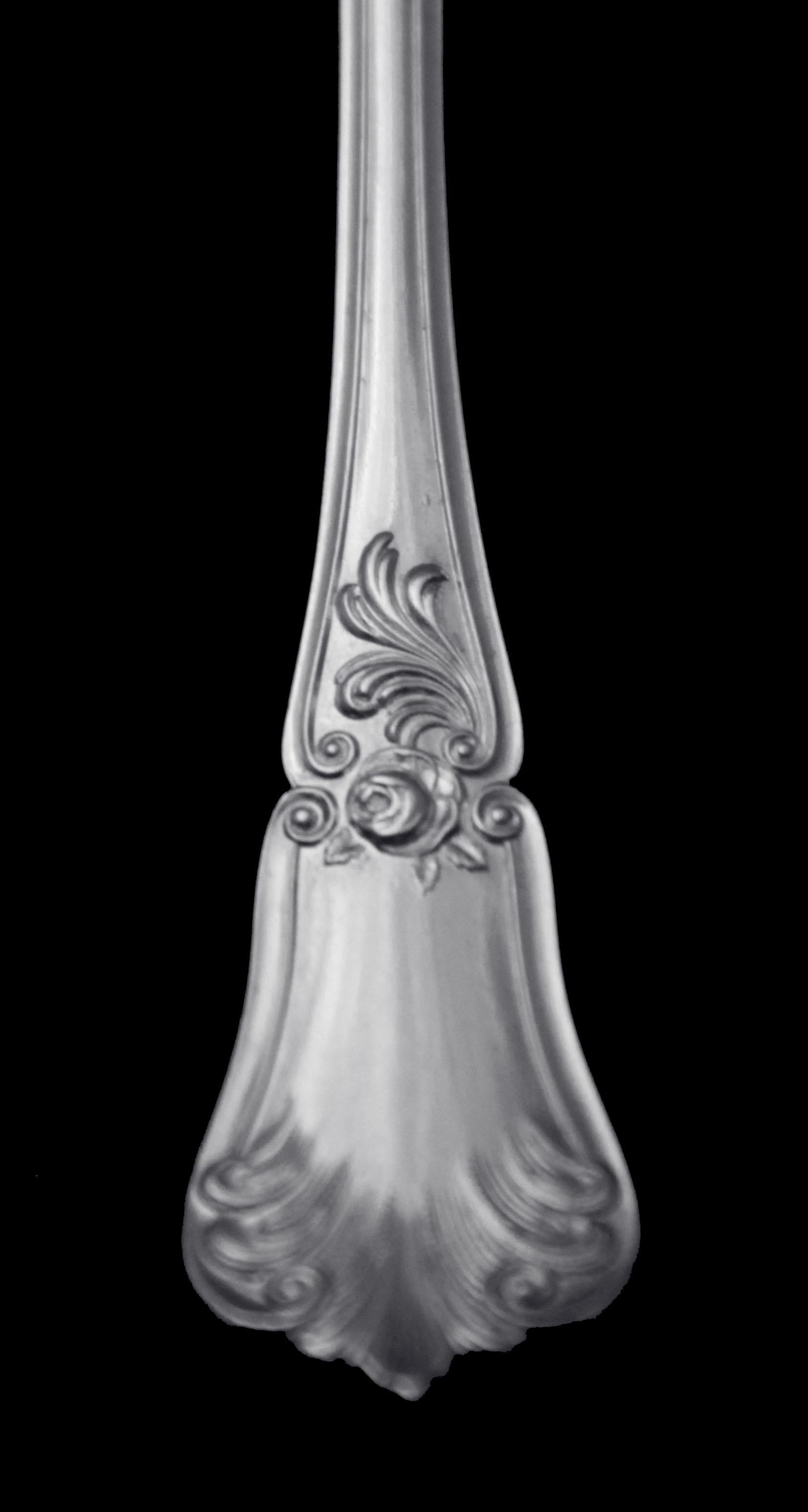Sterling Silver Queille & Soufflot - 37pc. Antique French 19th Century Dessert Flatware Set ! For Sale