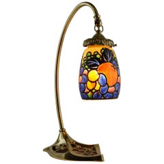 Quenoil French Art Deco Enameled Table Lamp, Early 1930s