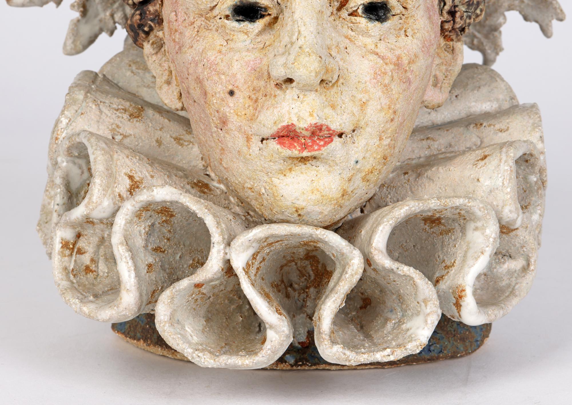 Mid-Century Modern Quentin Bell Attributed Stoneware Elizabethan Lady’s Head For Sale