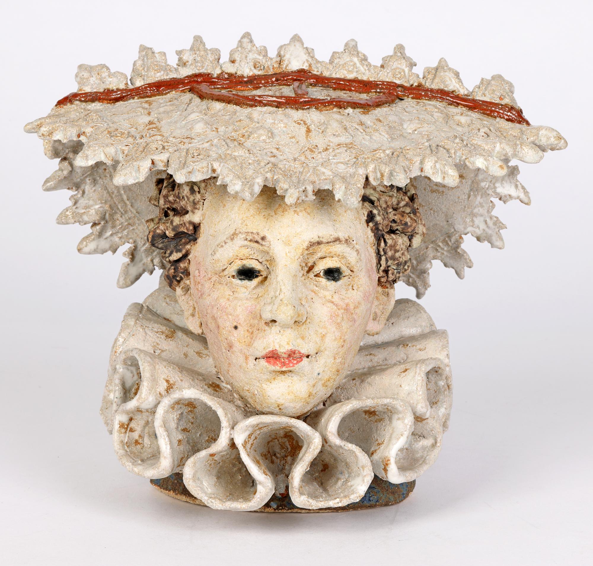 English Quentin Bell Attributed Stoneware Elizabethan Lady’s Head For Sale