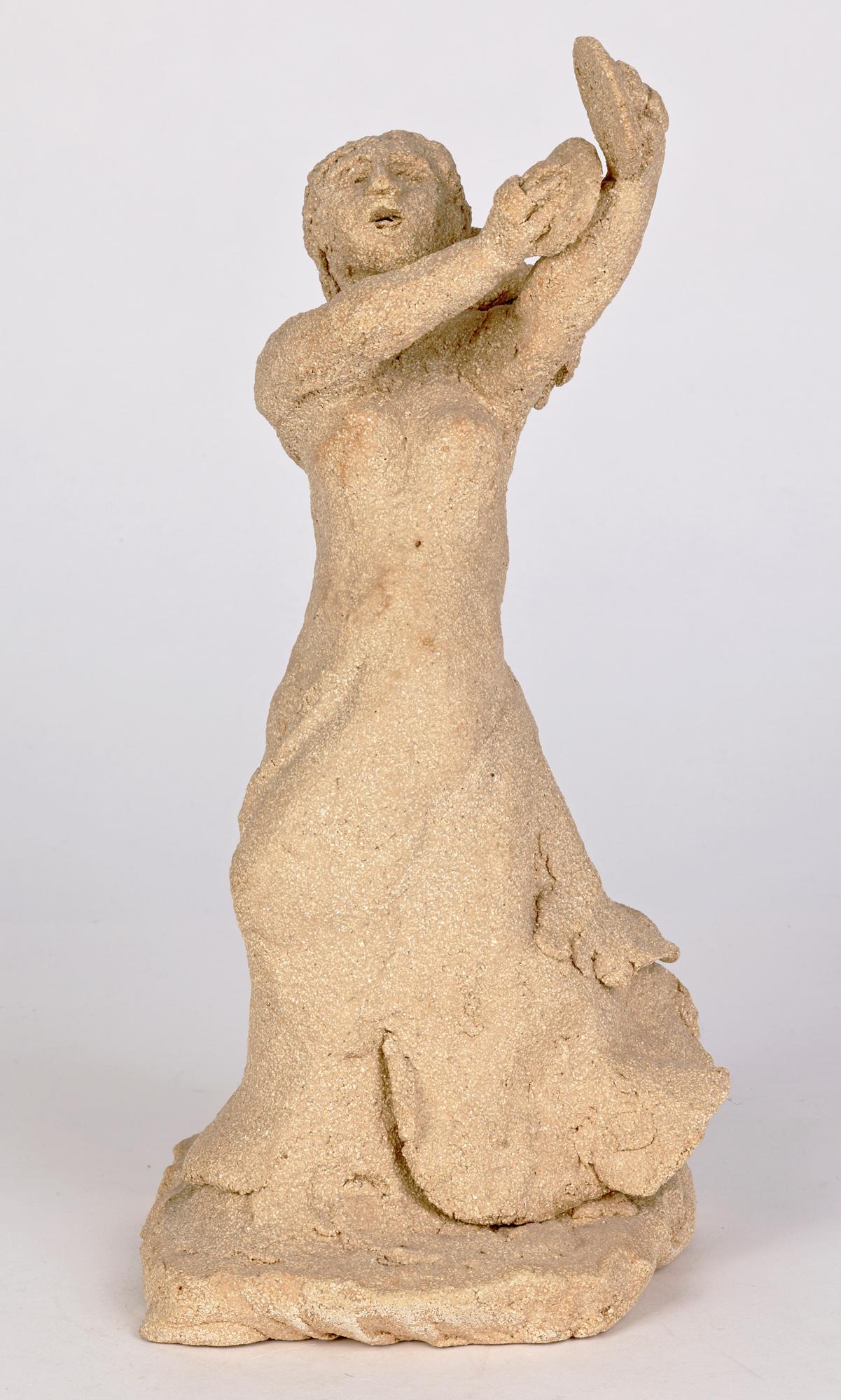 English Quentin Bell Attributed Stoneware Girl Playing Cymbals For Sale