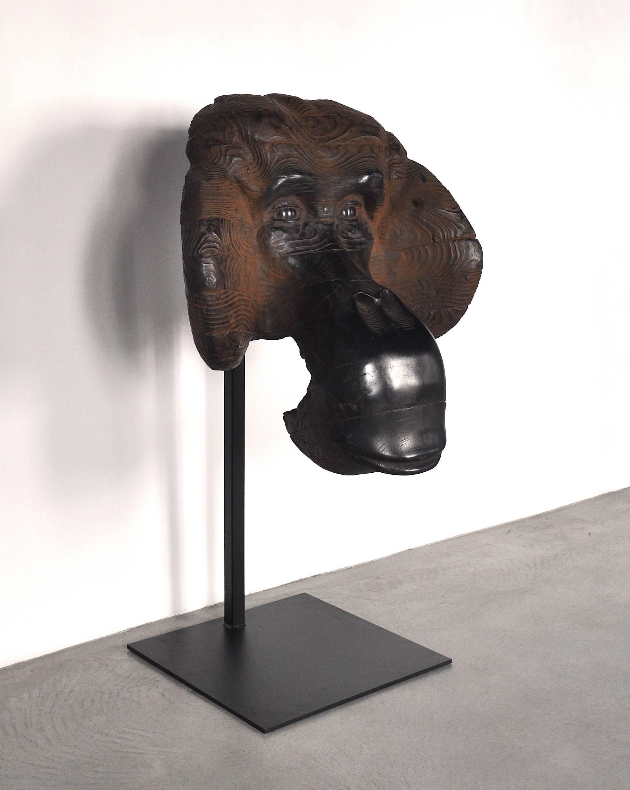 Quentin Garel Figurative Sculpture - Orang outang mask II