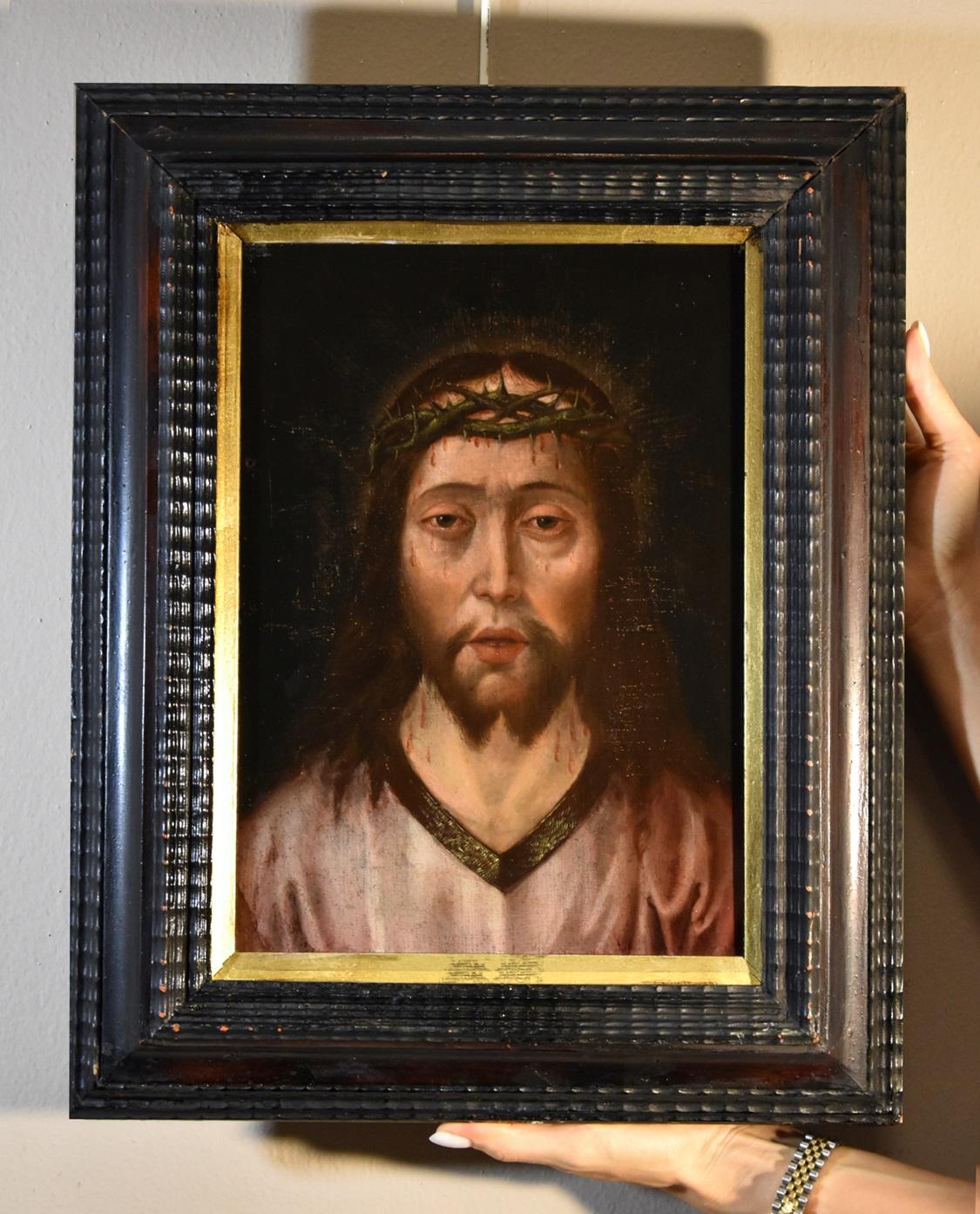 Ecce Homo Christ Metsys 16th Century Paint Oil on table Flemish Old master For Sale 7