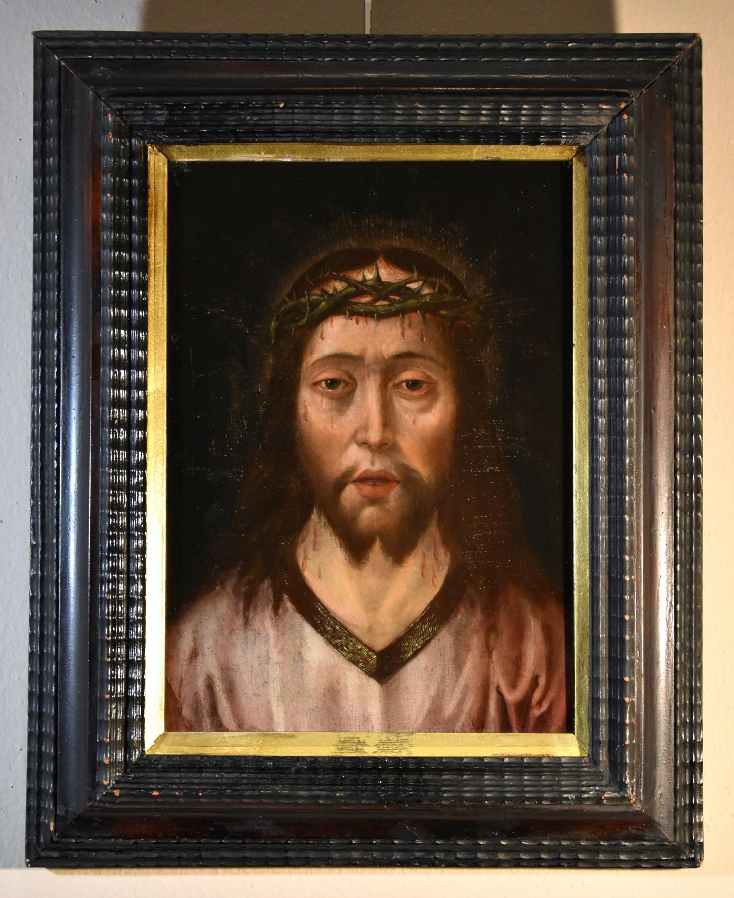 Ecce Homo Christ Metsys 16th Century Paint Oil on table Flemish Old master - Painting by Quentin Metsys (Leuven, 1466 - Antwerp, 1530)