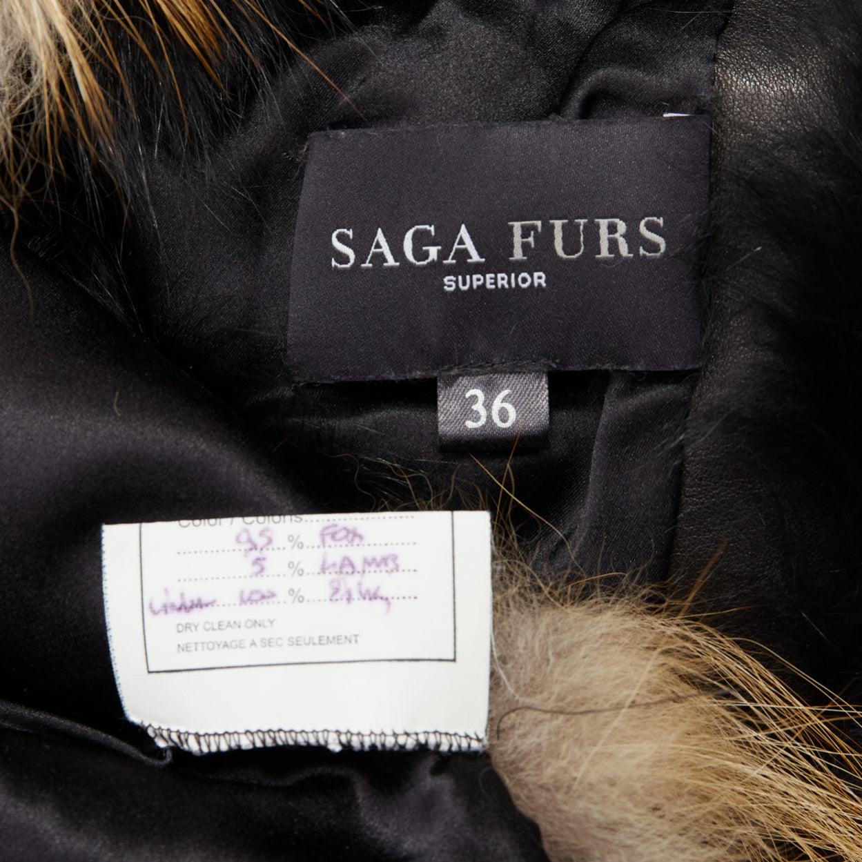QUENTIN VERON black brown bicolor lamb fur bolero vest jacket FR36 S For Sale 5