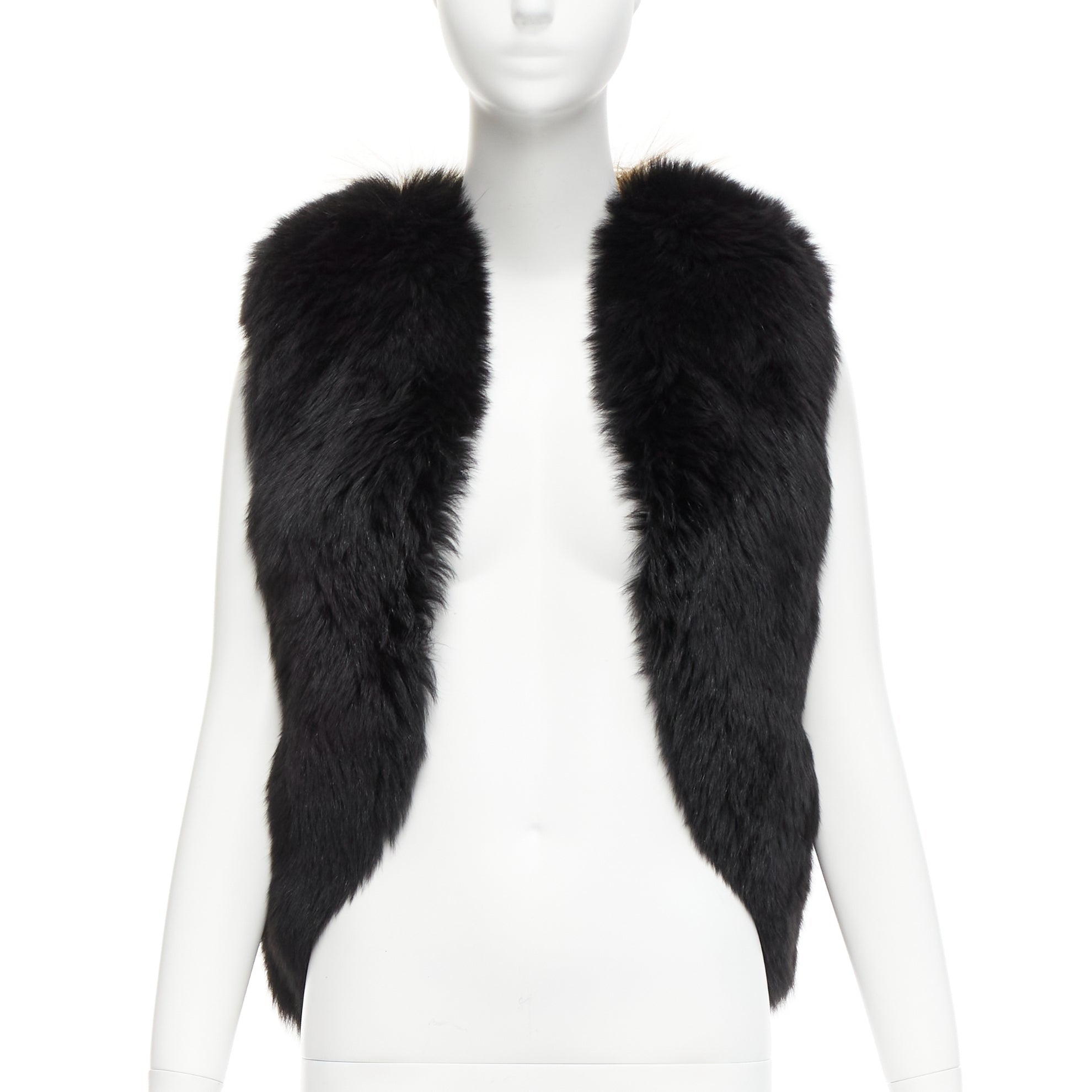 QUENTIN VERON chaqueta bolero chaleco de piel de cordero negro marrón bicolor FR36 S