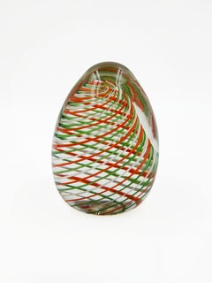 Querandi – handgeblasener Kunstglas-Briefbeschwerer mit Latticino-Muster