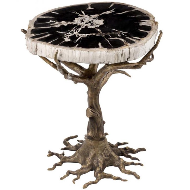 Quercia Coffee Table with Wood Fossil Top For Sale