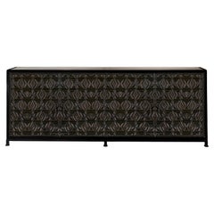 Queretano Buffet, a Statement Piece with Intricate Wood Decoration and Iron base