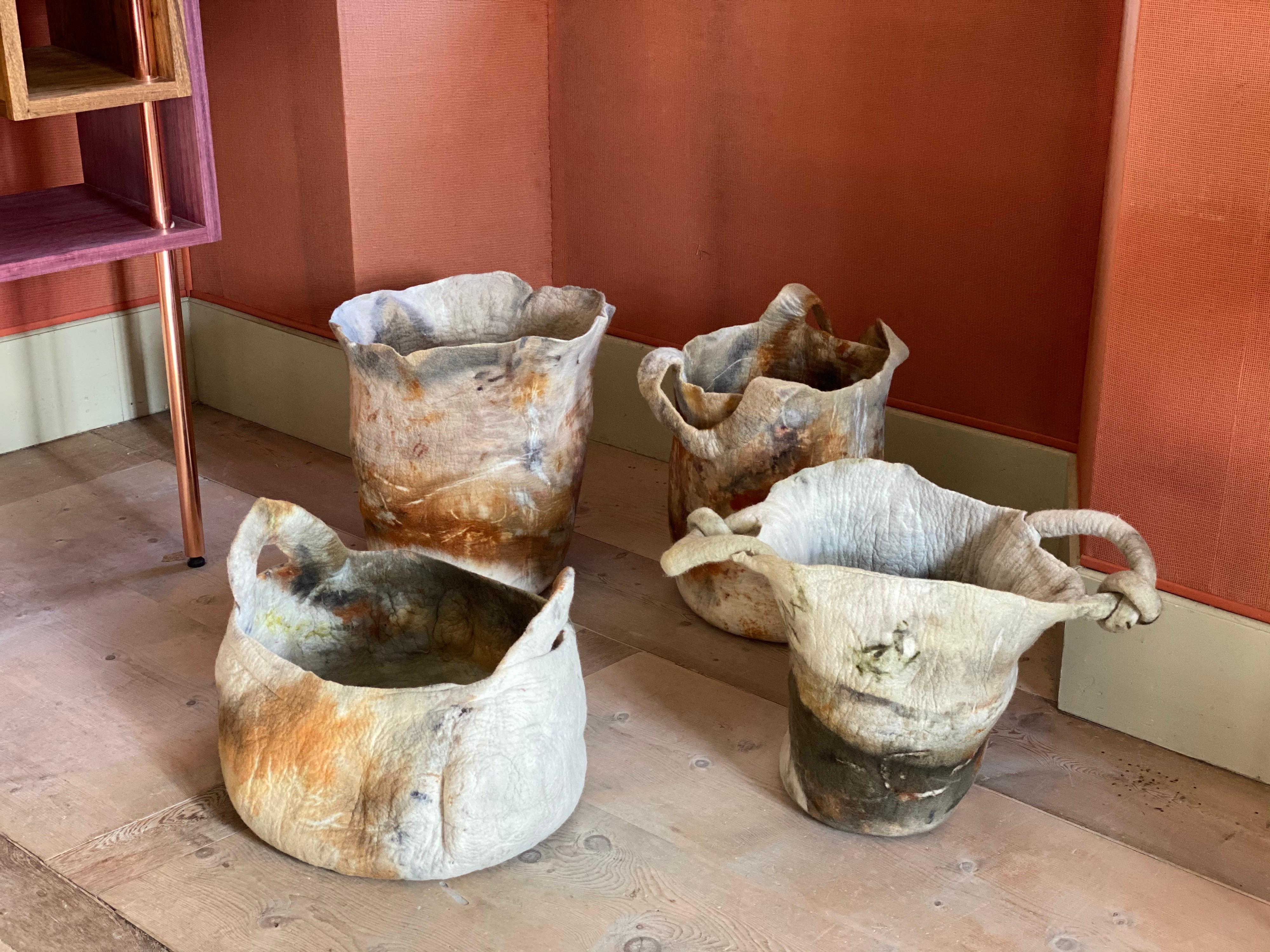 “Querido”, 2020, Naturally Dyed Felted Wool Vase by Inês Schertel, Brazil In New Condition In Deerfield Beach, FL