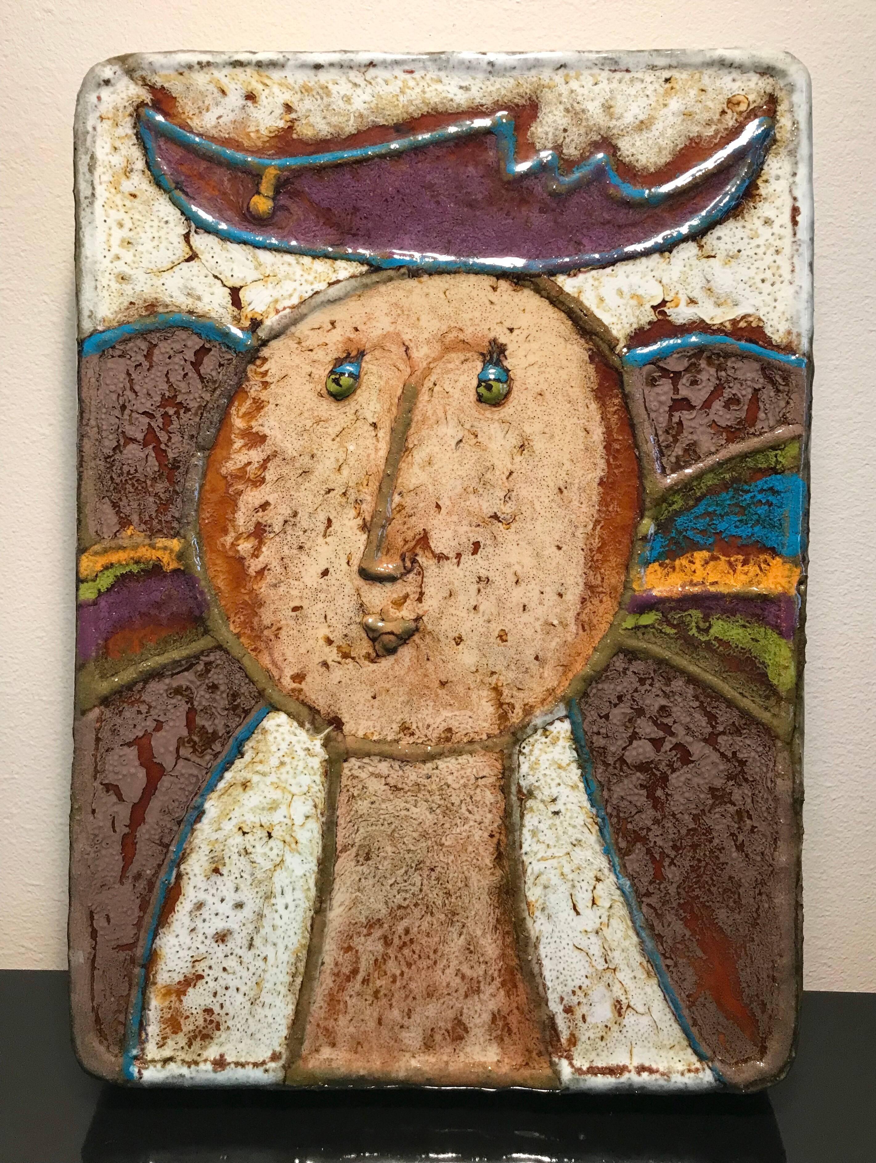 Querubim Lapa Enameled Ceramic Wall Plaque Sculpture 3