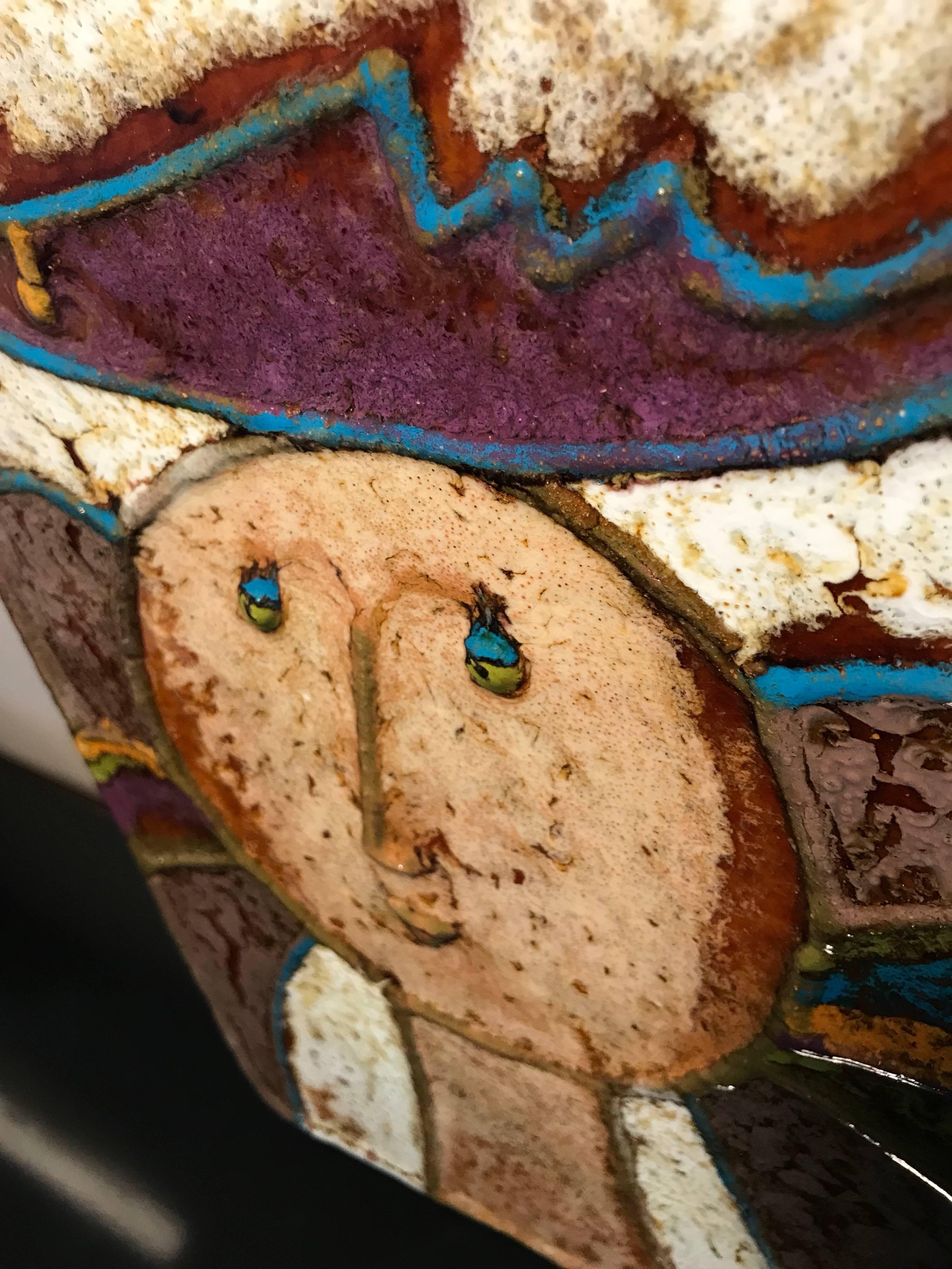Querubim Lapa Enameled Ceramic Wall Plaque Sculpture 2